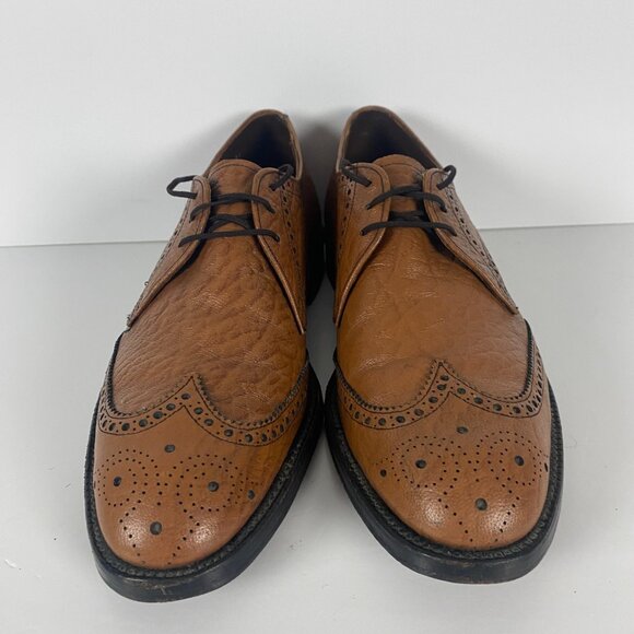 Vintage Hartt Dress Shoes Men's Size 11 Tan Camel Brown Derby Oxford Brogue - Picture 3 of 11
